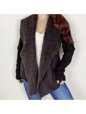 Chelsea & Theodore Open Front Faux Suede Knit Jacket Size Large